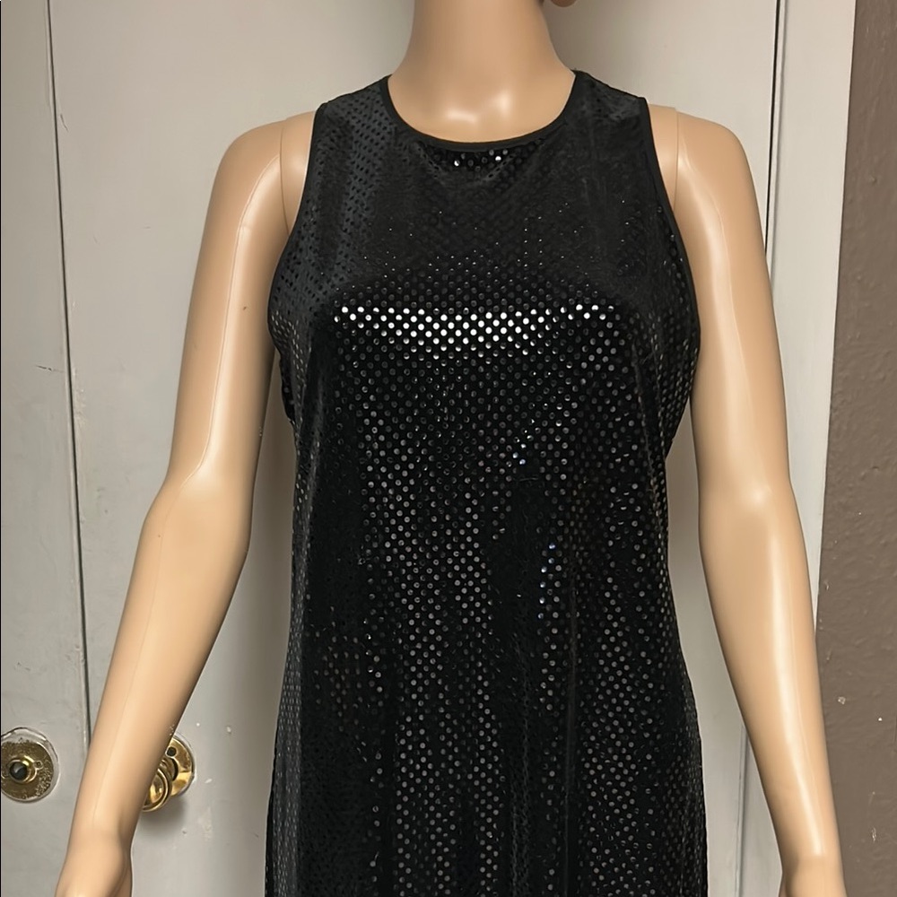 Ralph Lauren Women’s Black stretch Velvet velour Sequin Dress